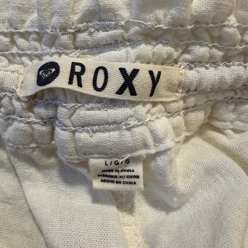ROXY Oceanside Flared Pants – Stone Beige Linen Blend Boho Beach Lounge Pants - Picture 5 of 5